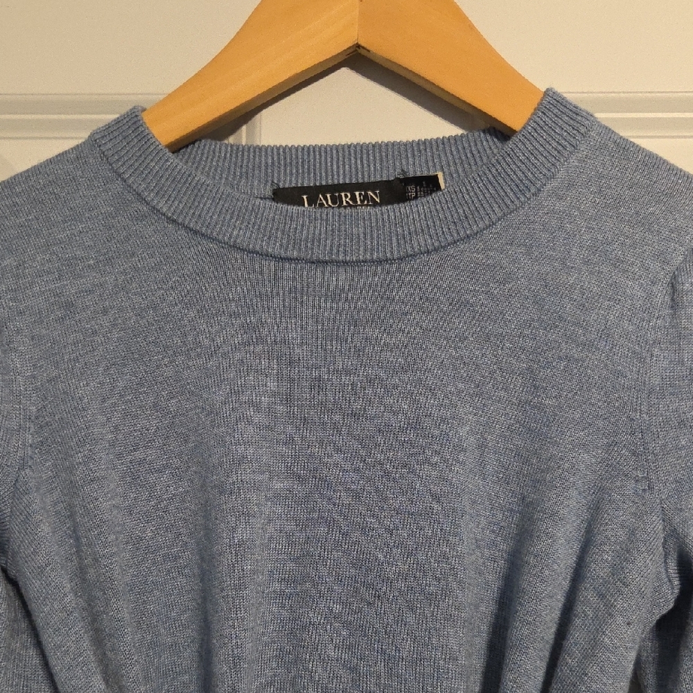 Lauren Ralph Lauren Light Blue Crewneck Tie-Waist Sweater - Picture 3 of 7